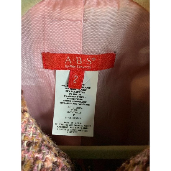 Vintage 80s/90s ABS BY Allen Schwartz plaid wool cropped blazer - Picture 2 of 5